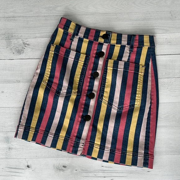 3 X 1 Rose Striped Mini Denim Skirt Size 24/XS - Picture 3 of 11